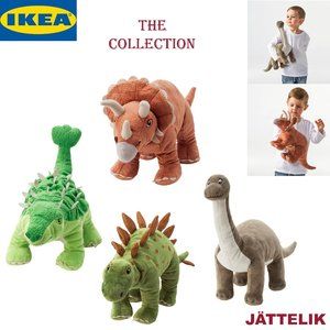 IKEA JATTELIK Dinosaur Soft Toy Collection Velociraptor Brontosaurus Triceratops